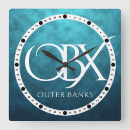 OBX Yttre Banker NC på Blått Vatten-bakgrundsblad Fyrkantig Klocka