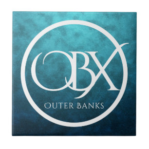 OBX Yttre Banker NC på Blått Vatten-bakgrundsblad Kakelplatta