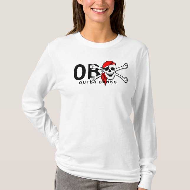 OBX yttre Banker NC Skull och korsben Pirat Tee (Framsida)