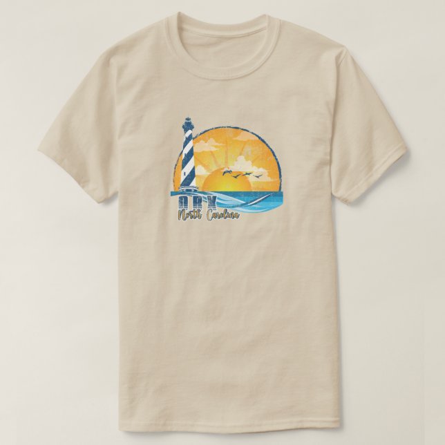 OBX yttre Banker Solnedgång Distress T Shirt (Design framsida)
