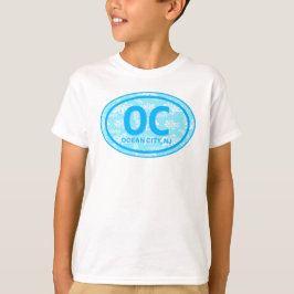 OC Ocean City NJ Blue Blommigt Beach Märkre Shirt T Shirt