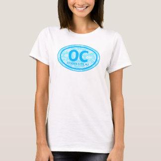 OC Ocean City NJ Blue Blommigt Beach Märkre T-Shir T Shirt