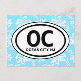 OC Ocean City NJ Blue Postcard Vykort