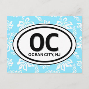 OC Ocean City NJ Blue Postcard Vykort
