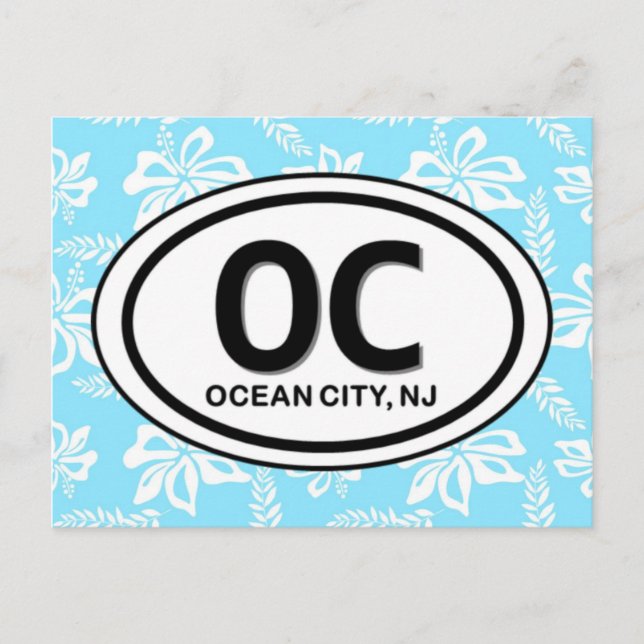 OC Ocean City NJ Blue Postcard Vykort (Framsida)