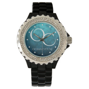 OC Ocean City NJ på Blue Vatten Background Beach Armbandsur