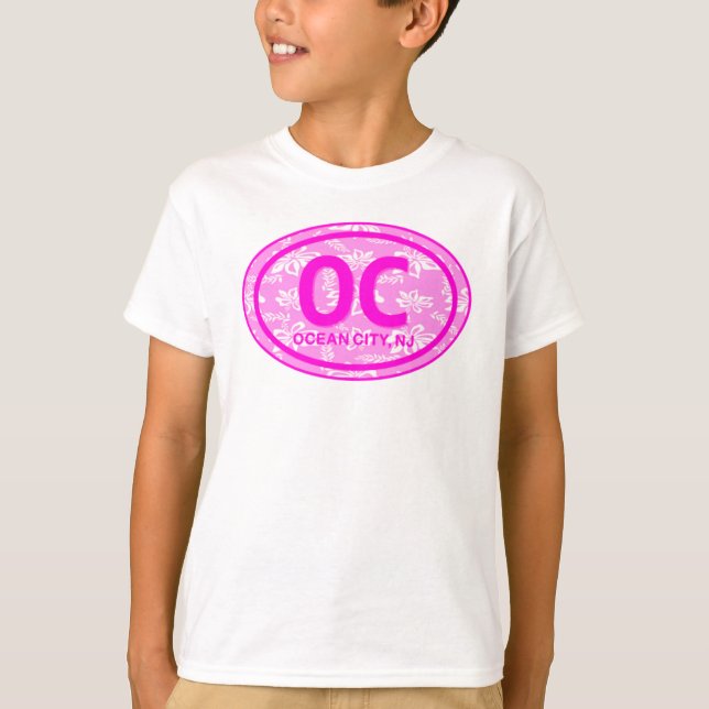 OC Ocean City NJ Rosa Blommigt Beach Märkre Hoodie T Shirt (Framsida)