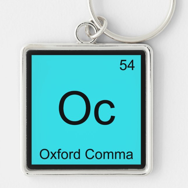 Oc - Oxford Comma Chemistry Inslag Symbol Grammar Fyrkantig Silverfärgad Nyckelring (Framsidan)