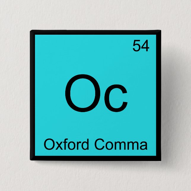 Oc - Oxford Comma Chemistry Inslag Symbol Grammar Knapp (Framsida)