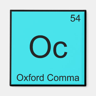 Oc - Oxford Comma Chemistry Inslag Symbol Grammar Magnet