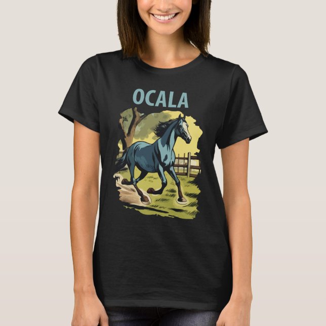 Ocala Florida Hästland Retro Resa T Shirt (Framsida)