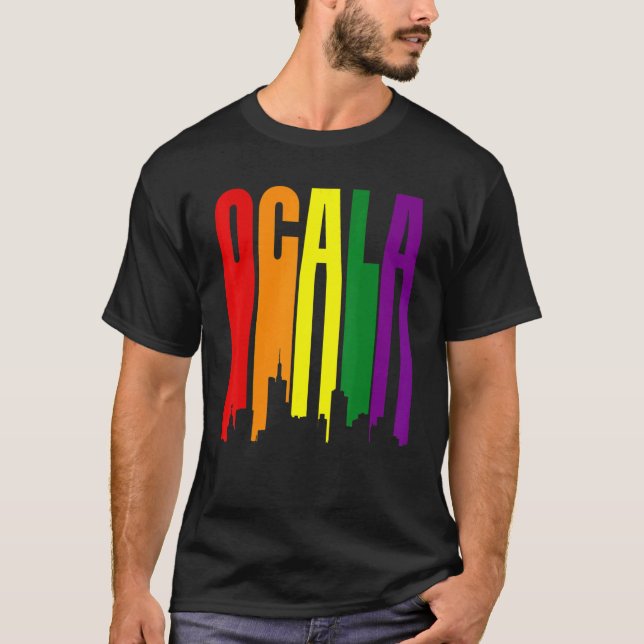 Ocala Florida Lgbtq Pride Rainbow Flagga T Shirt (Framsida)