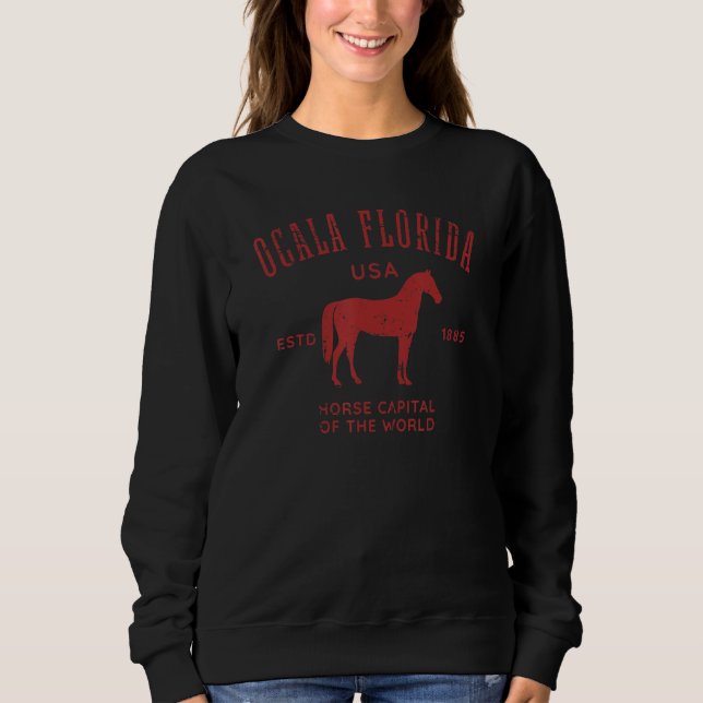 Ocala Florida USA Horse Capital Distress Equestr T Shirt (Framsida)
