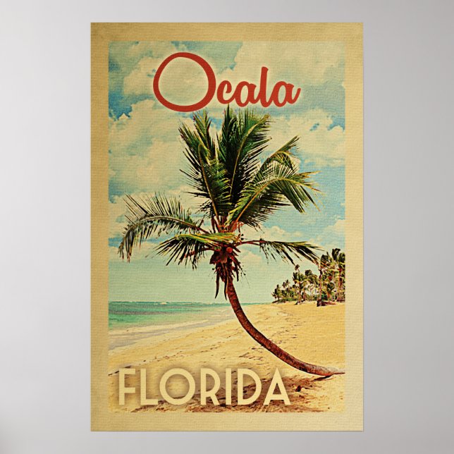 Ocala Handflatan Träd Vintage resor Poster (Framsidan)