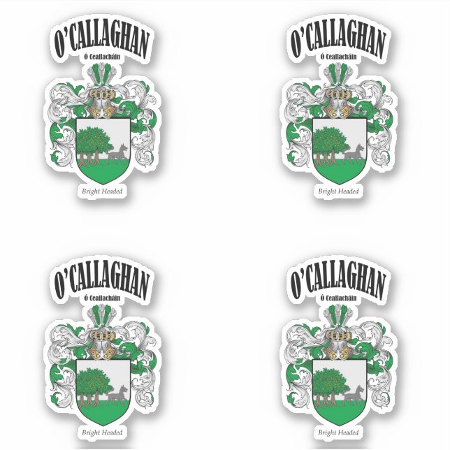 O'Callaghan Vapensköld Irish Translation & Meaning Klistermärken (Framsida)
