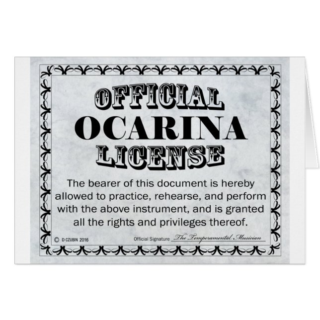Ocarina License Hälsningskort (Framsidan Horizontal)