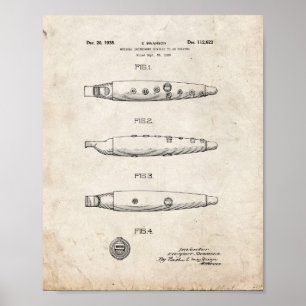 Ocarina Patent - Gammalt utseende Poster