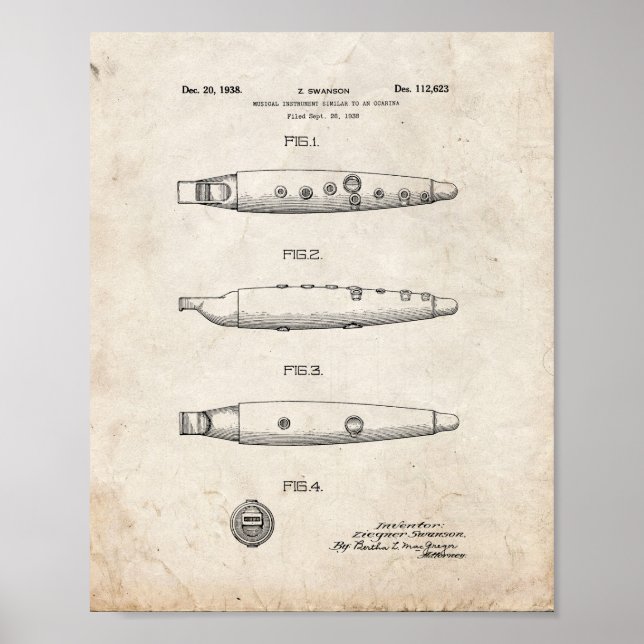 Ocarina Patent - Gammalt utseende Poster (Framsidan)