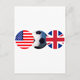Occer Ball UK & USA flagga MUSEUM Zazzle Vykort