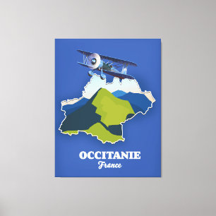 Occitanie Frankrike-resa karta Canvastryck