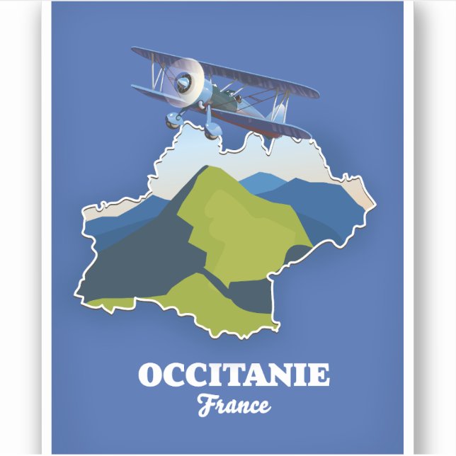 Occitanie Frankrike reseplan Klistermärken (Framsida)
