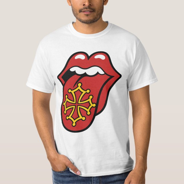 Occitanie Rock Tongue - Croix Occitane  T Shirt (Framsida)