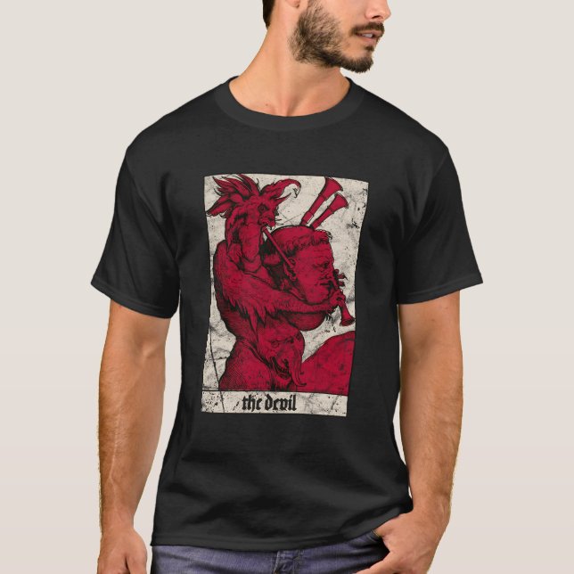 Occult Baphomet Djävulen Medieval Satan Antichris T Shirt (Framsida)