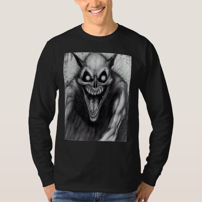 Occult Dark Horror Satanic Cat Demon Unholy Grunge T Shirt (Framsida)