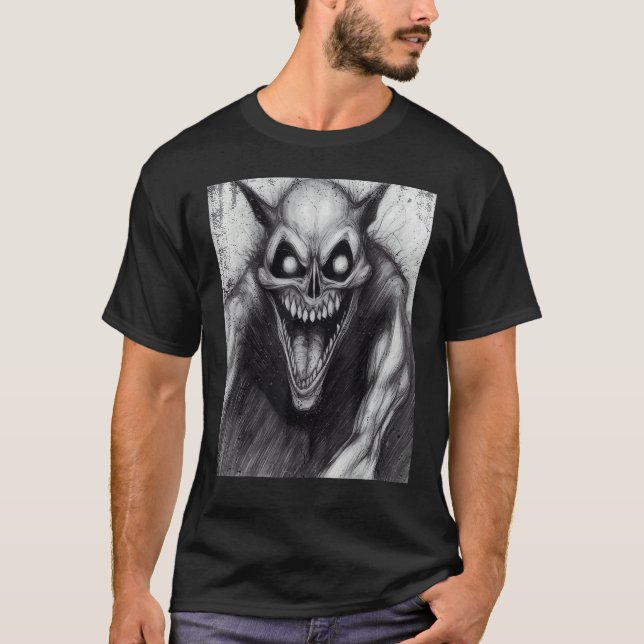 Occult Dark Horror Satanic Cat Demon Unholy Grunge T Shirt (Framsida)