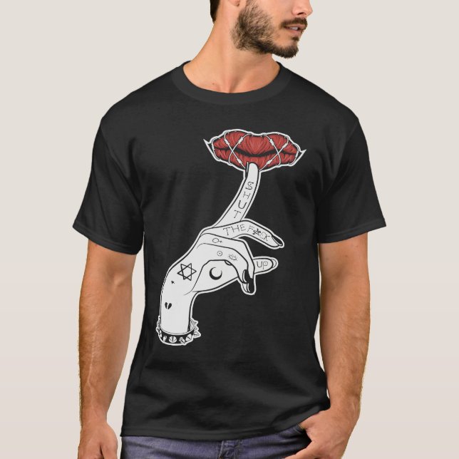 Occult Dark Magic Goth Unholy Emo Satanic Gothic T Shirt (Framsida)