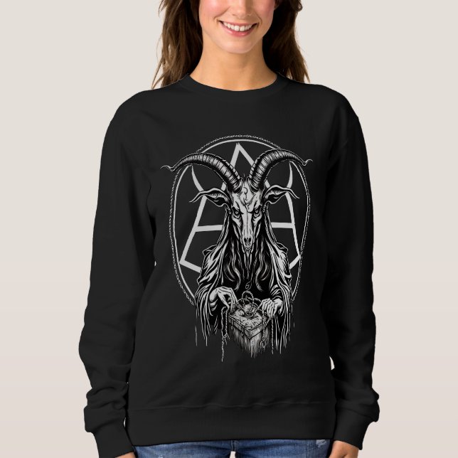Occult Demon  Witchcraft Baphomet Satan T Shirt (Framsida)