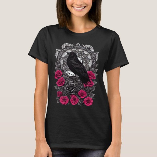 Occult Emo Raven Witchy Goth Aesthetic Grunge Mörk T Shirt (Framsida)