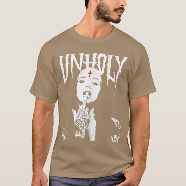 Occult Gothic Dark Satanic Nunattoos Unholy Nun Ho T Shirt (Framsida)