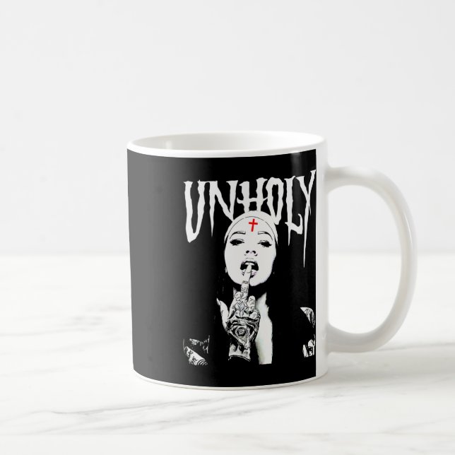 Occult Gothic Mörk Satanic Nun Tattoos Unholy Nun Kaffemugg (Höger)