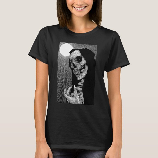 Occult Gothic Mörk Satanic Unholy Witchcraft Grung T Shirt (Framsida)