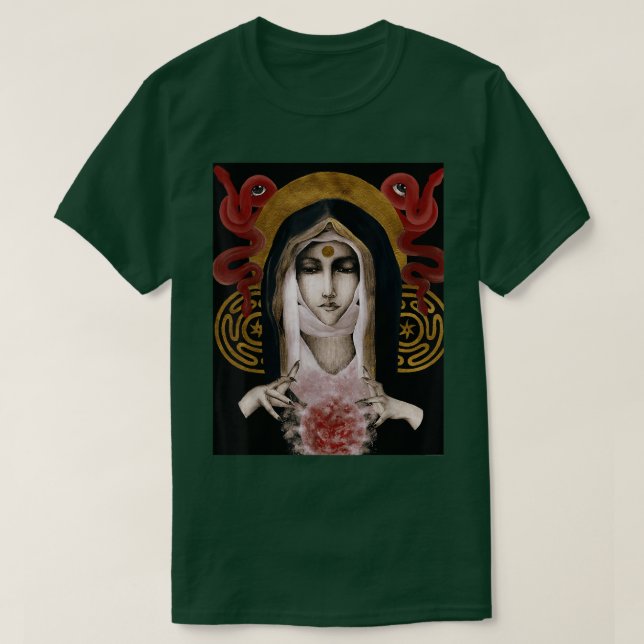 Occult Gothic Mörk Satanic Unholy Witchcraft Grung T Shirt (Design framsida)