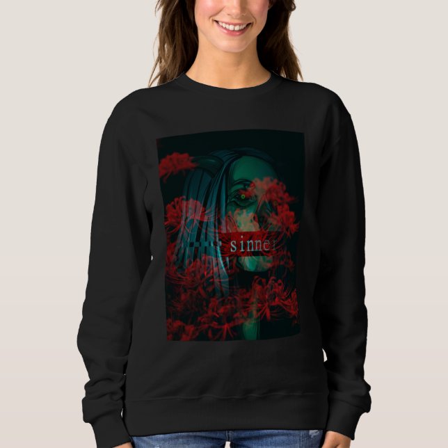 Occult Grunge Flower Aesthetic Gothic Goth Sinner  T Shirt (Framsida)