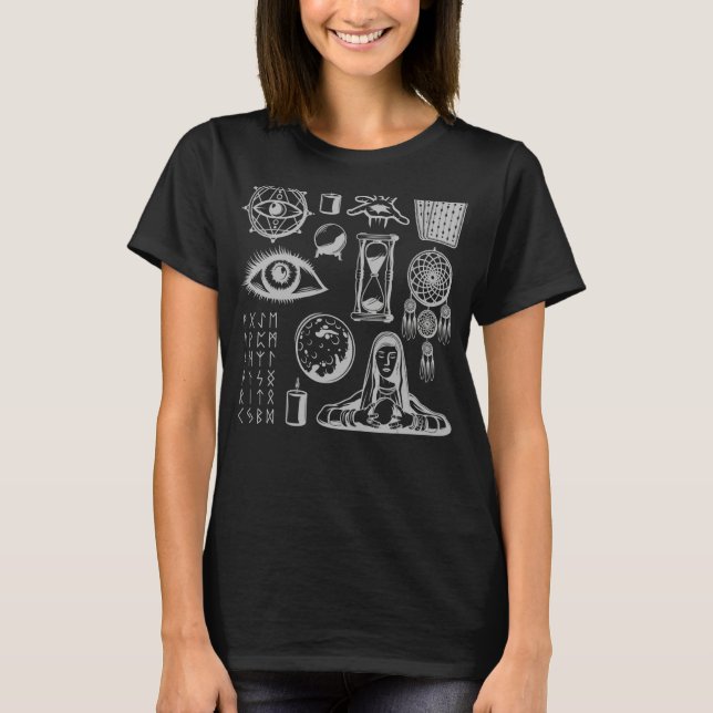 Occult Magic All Seeing Öga Witchcraft Crystal Dre T Shirt (Framsida)