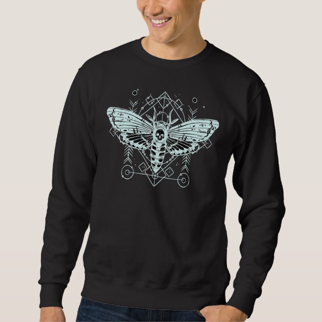 Occult Magic Moth Skull Sacred Geometry 1 Lång Ärmad Tröja (Framsida)