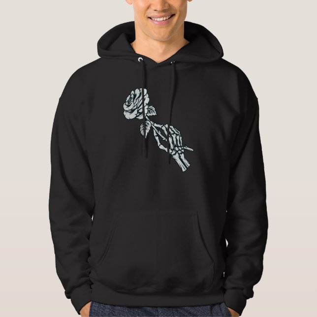 Occult Magic Rose Skeleton Hand Hoodie (Framsida)