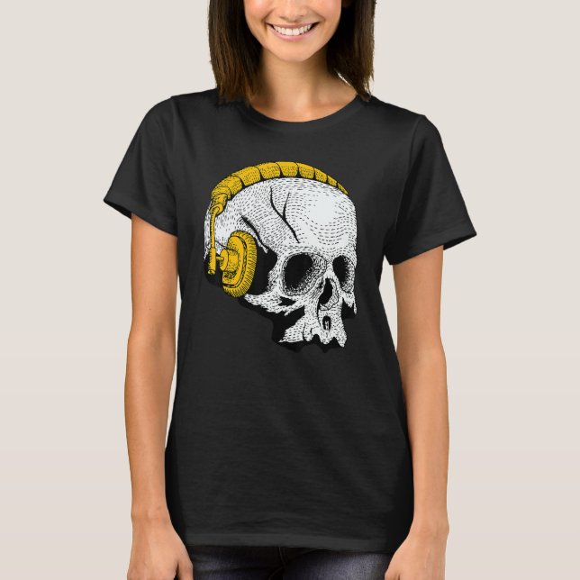 Occult Magic Skull DJ Headphones 1 T Shirt (Framsida)