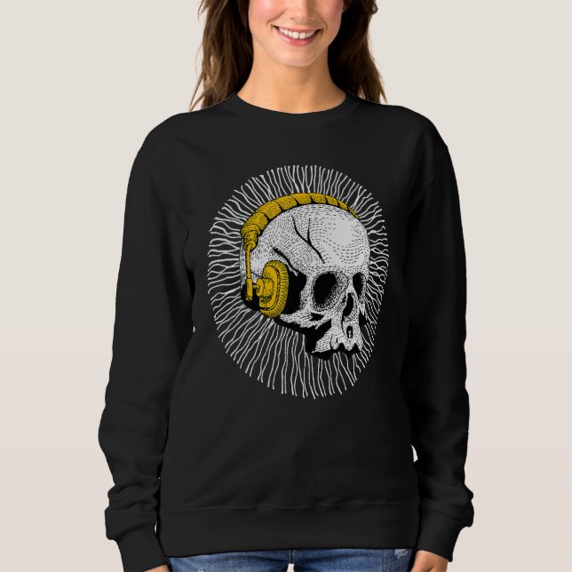 Occult Magic Skull DJ Headphones 2 T Shirt (Framsida)