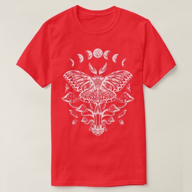 Occult Moth Måne Soft Grunge Goth Gothic Aesttheti T Shirt (Design framsida)