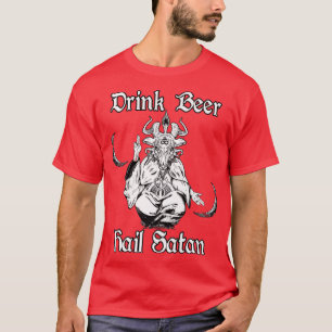 Occult Satanic Goth Horror Baphomet Drink Beer Hai T Shirt