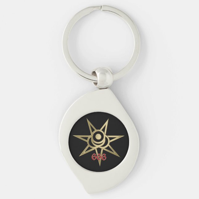Occult symbol septagram swirl silverfärgad nyckelring (Framsidan)