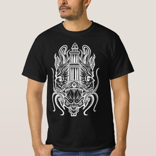 Occult Torn Demon - Gothic Mörk Symmetry Art T Shirt (Framsida)