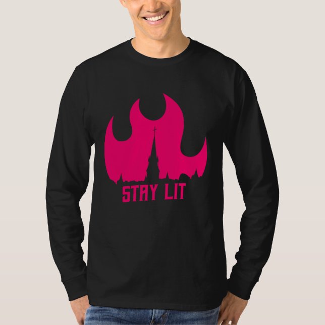 Occult Wiccan Witchcraft Burning Church Esoteric S T Shirt (Framsida)