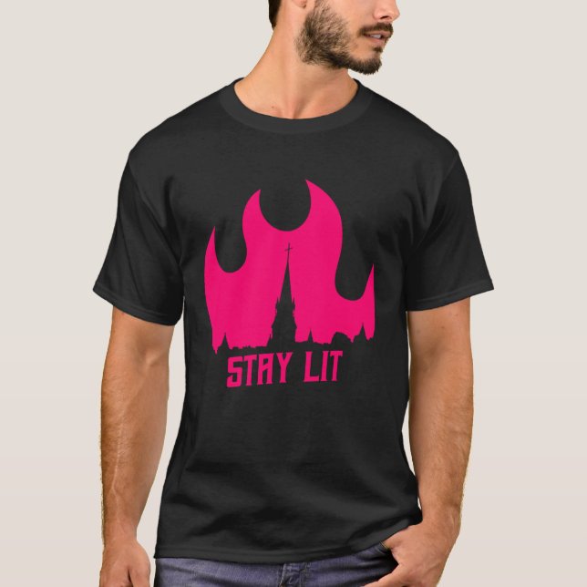 Occult Wiccan Witchcraft Burning Church Esoteric S T Shirt (Framsida)
