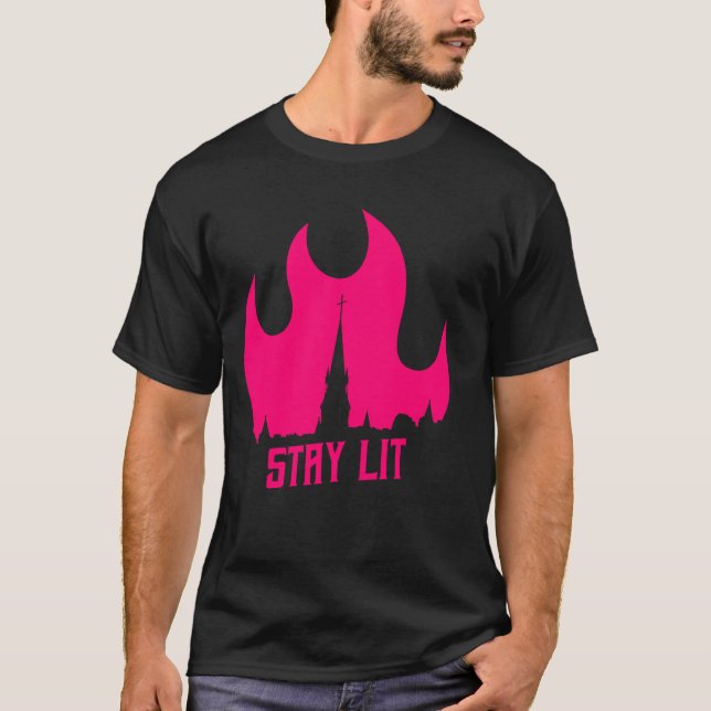 Occult Wiccan Witchcraft Burning Church Esoteric S T Shirt (Framsida)