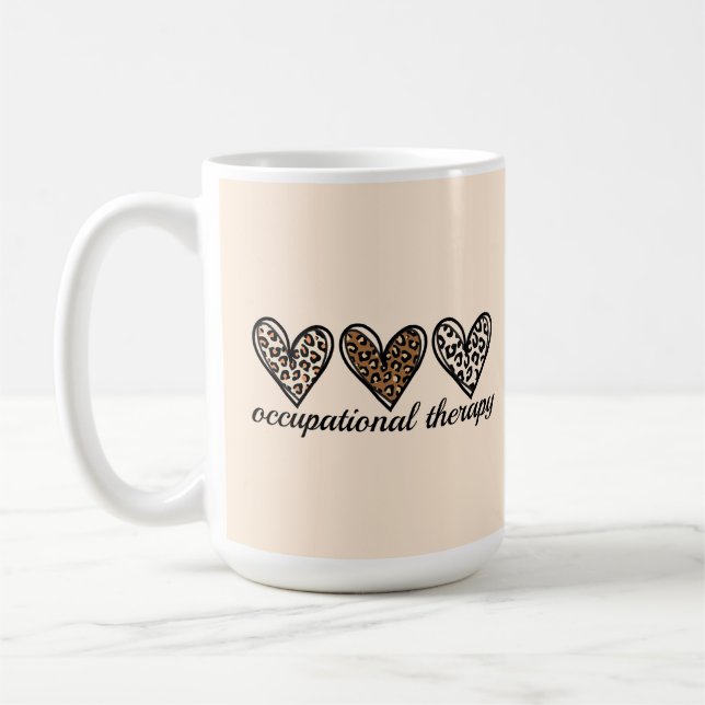 Occupational Therapy Cheetach Print Heart Kaffemugg (Vänster)